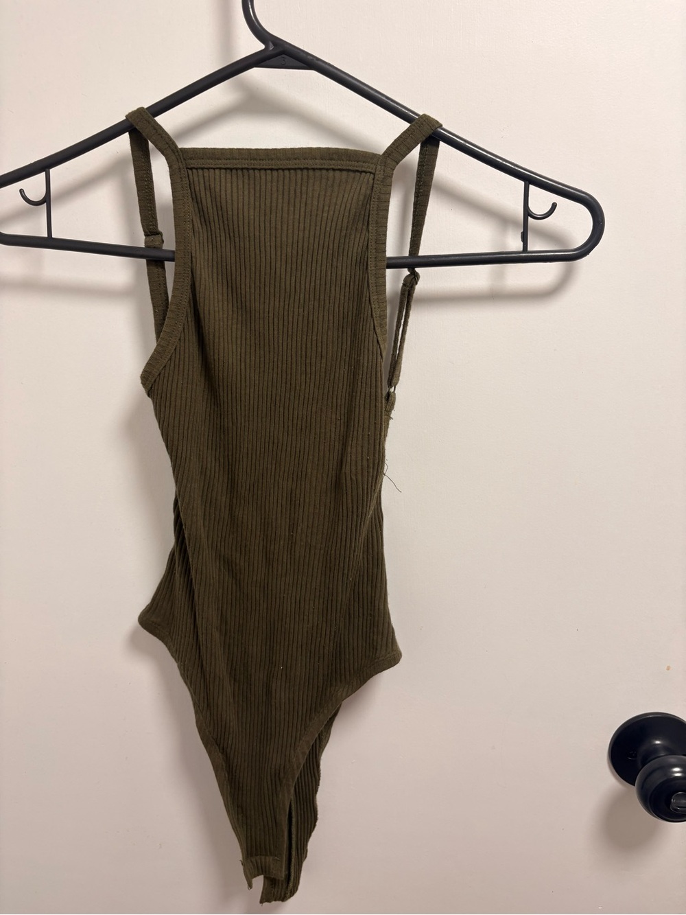 Women Olive Ribbed One-Piece Swimsuit